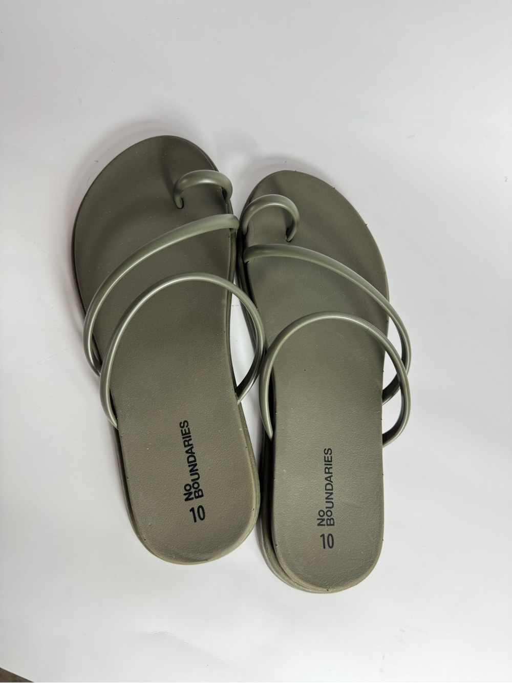 No Boundaries Olive Green Multi-Strap Slide Sandals